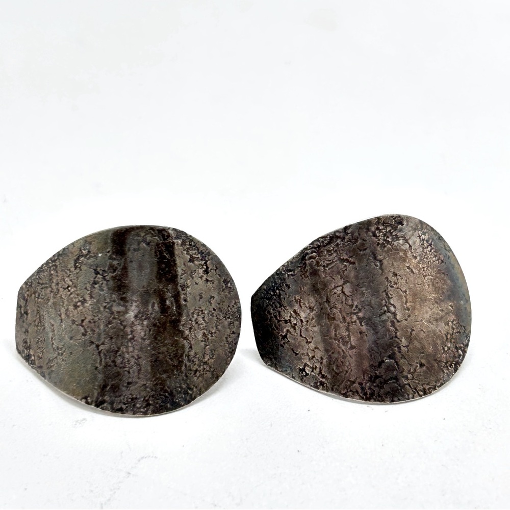 Baer SF, Marjorie Baer, Vintage, Oxidized Silver Earrings, Studs